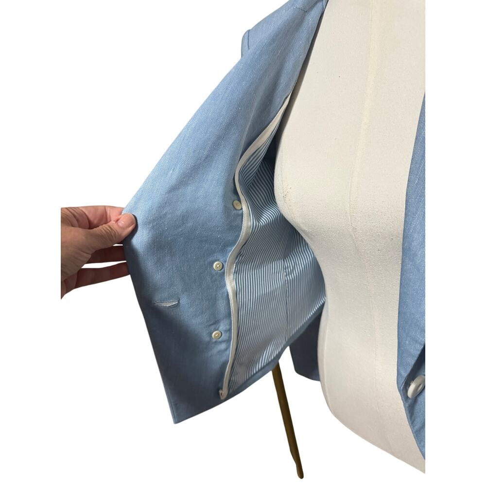 Veronica Beard Diego Lake Blue Linen Blend Dickey Double Breasted Blazer Size 2 - Picture 5 of 7